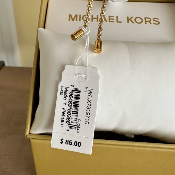Michael Kors Signature Charm w/Stone Gold Bracelet, NWT - Picture 9 of 11